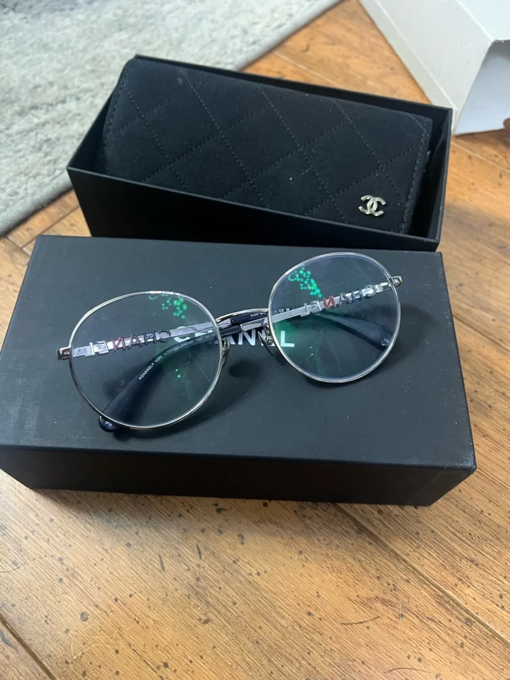 CHANEL Round Silver Metal Frame Glasses sunglasses frame